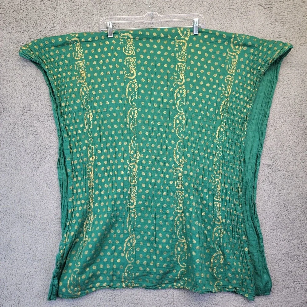 Halogen Scarf Lot of 2 Green Blue Gold Winter Knit Seashell Print Gold Winter‎